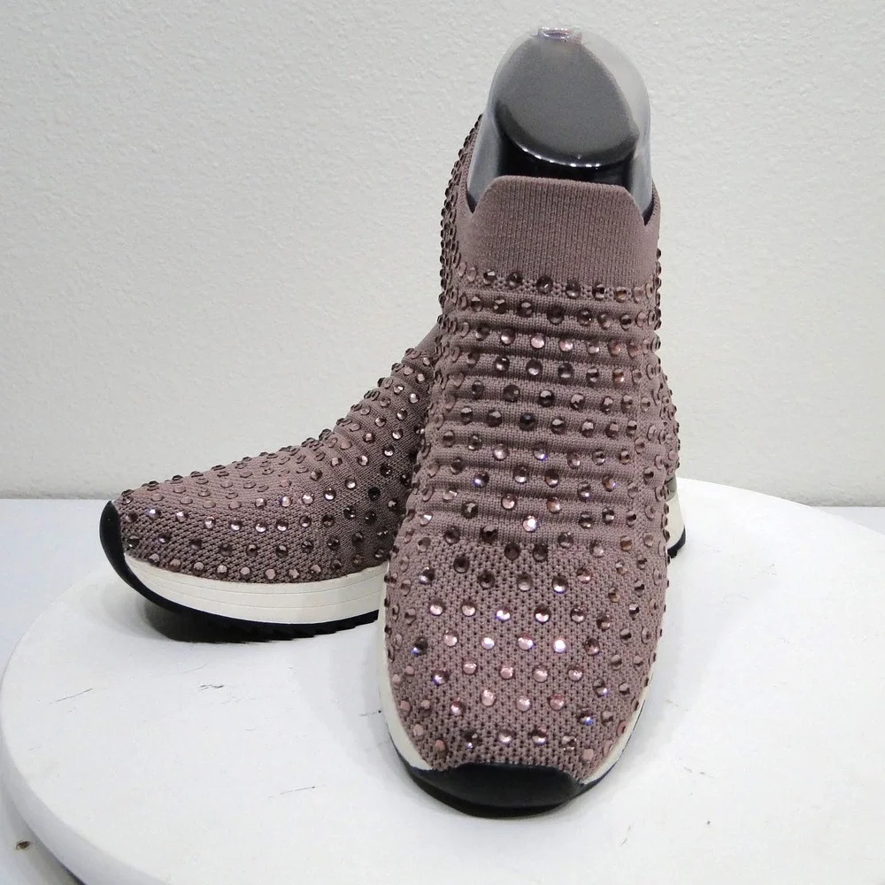 Kenneth Cole Reaction Cameron Jewel Jogger Mauve Rhinestone Slip On Sneakers 7.5 - Picture 8 of 14